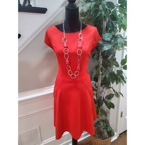 The Limited Women's Orange Back Zip Short Sleeve Knee Length Dress Size Medium